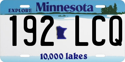 MN license plate 192LCQ
