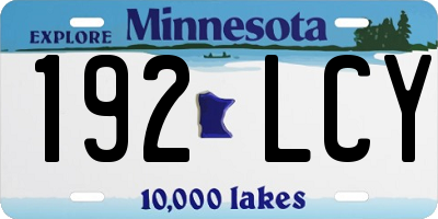 MN license plate 192LCY