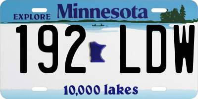 MN license plate 192LDW