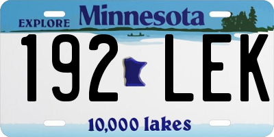 MN license plate 192LEK