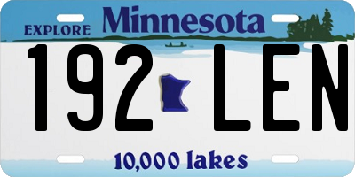 MN license plate 192LEN
