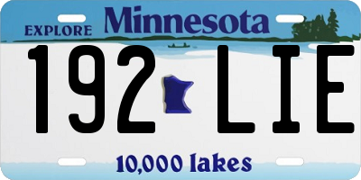 MN license plate 192LIE