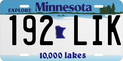MN license plate 192LIK