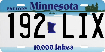MN license plate 192LIX