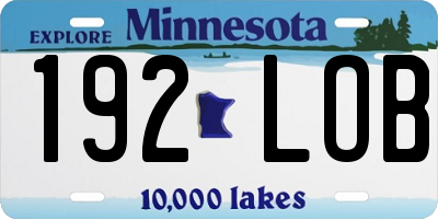 MN license plate 192LOB