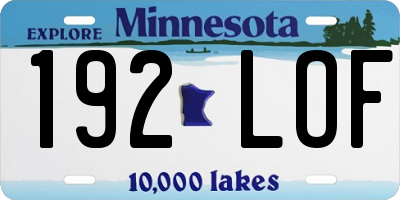 MN license plate 192LOF