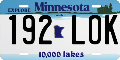 MN license plate 192LOK