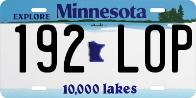 MN license plate 192LOP