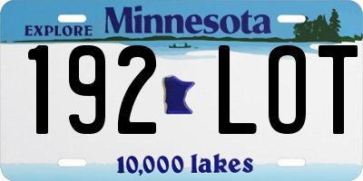 MN license plate 192LOT