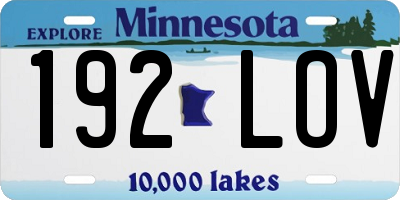 MN license plate 192LOV