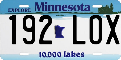 MN license plate 192LOX