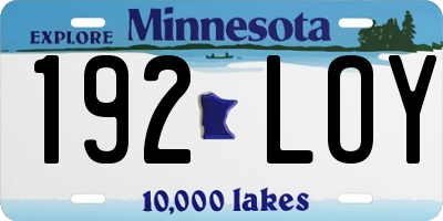 MN license plate 192LOY
