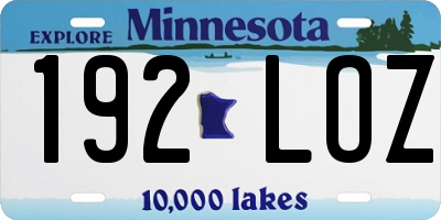 MN license plate 192LOZ