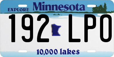 MN license plate 192LPO