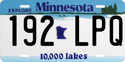 MN license plate 192LPQ