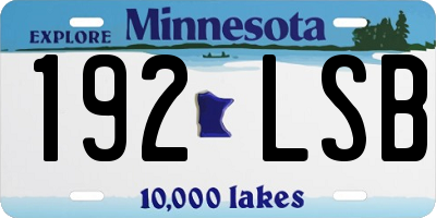 MN license plate 192LSB