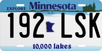 MN license plate 192LSK