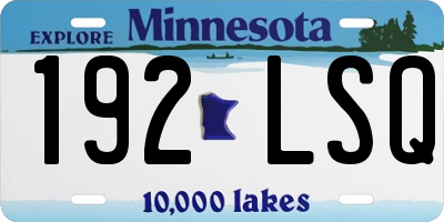 MN license plate 192LSQ