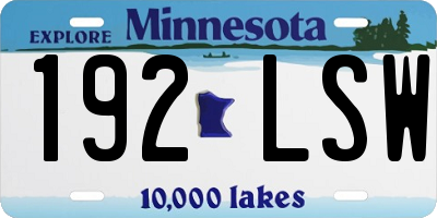 MN license plate 192LSW
