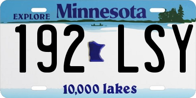 MN license plate 192LSY