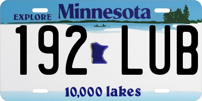 MN license plate 192LUB