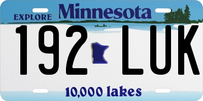 MN license plate 192LUK