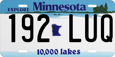MN license plate 192LUQ