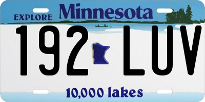 MN license plate 192LUV