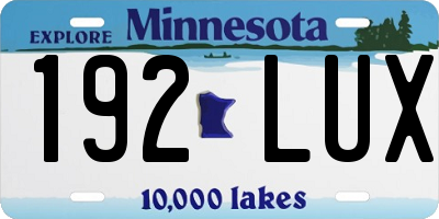 MN license plate 192LUX