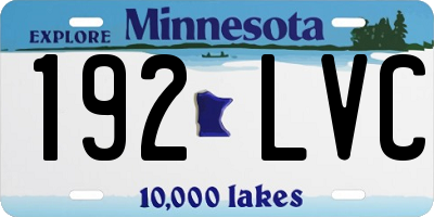 MN license plate 192LVC