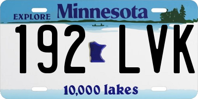 MN license plate 192LVK