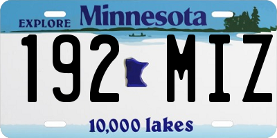 MN license plate 192MIZ