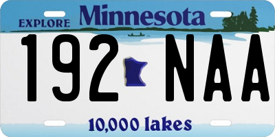 MN license plate 192NAA