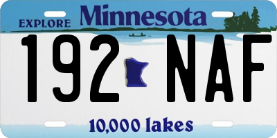 MN license plate 192NAF