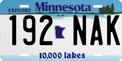 MN license plate 192NAK
