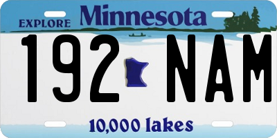 MN license plate 192NAM