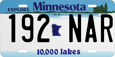 MN license plate 192NAR