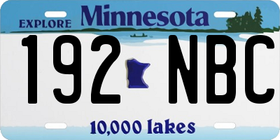 MN license plate 192NBC