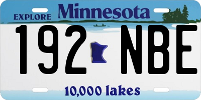 MN license plate 192NBE