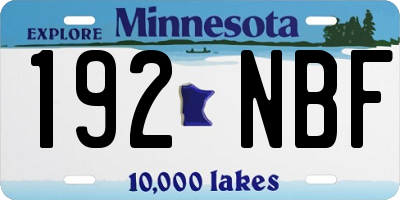 MN license plate 192NBF