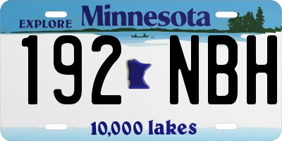 MN license plate 192NBH