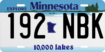 MN license plate 192NBK