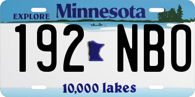 MN license plate 192NBO