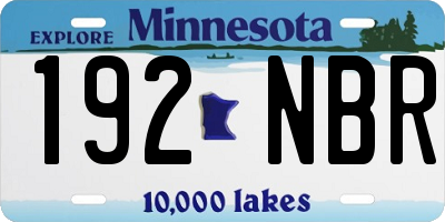 MN license plate 192NBR