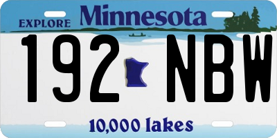 MN license plate 192NBW