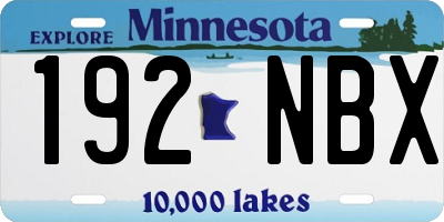 MN license plate 192NBX