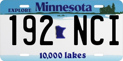 MN license plate 192NCI
