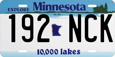 MN license plate 192NCK