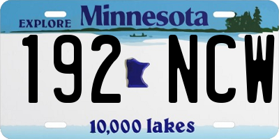 MN license plate 192NCW