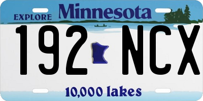 MN license plate 192NCX